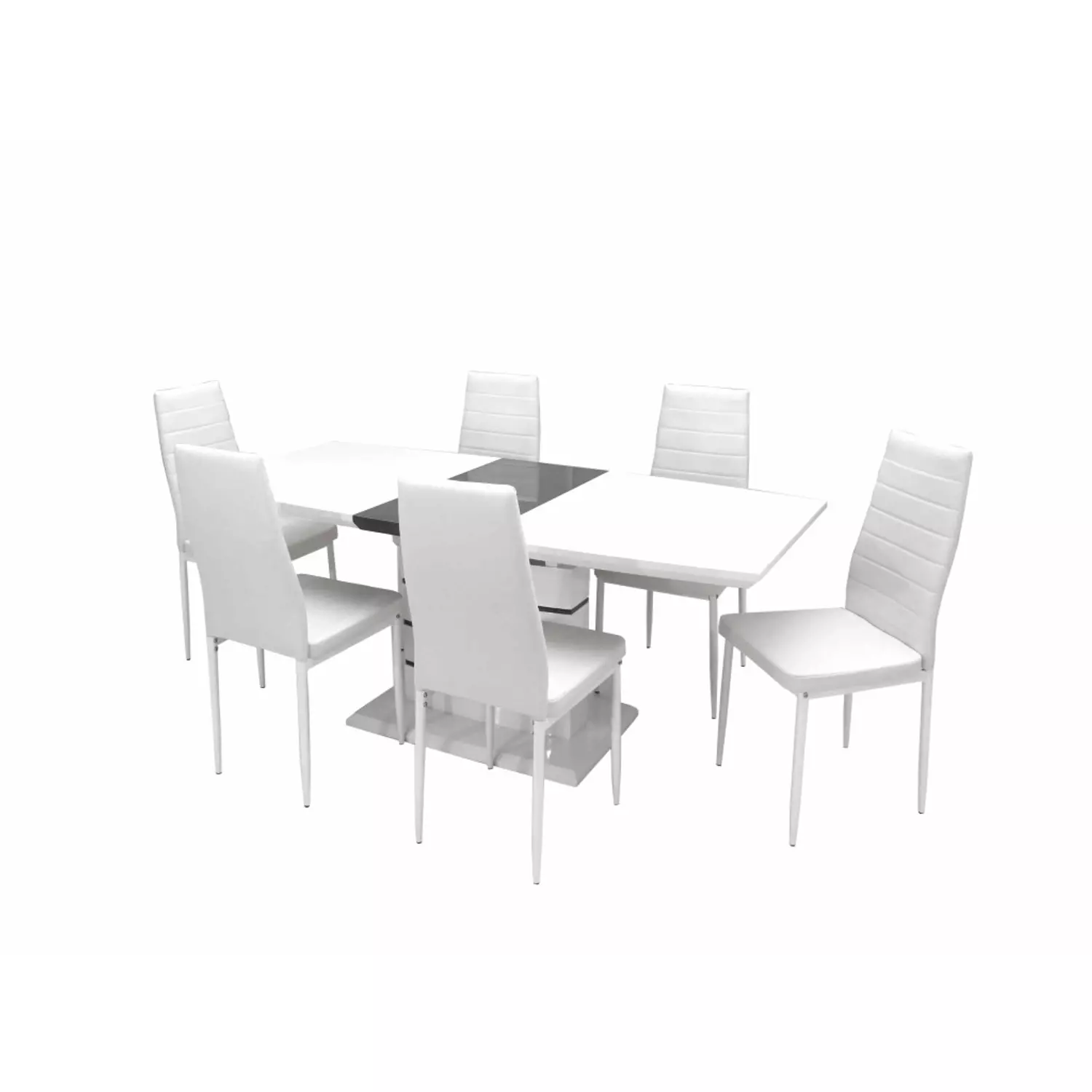 Aurél asztal 140-es Fehér Szürke  és  6 db Geri szék Fehér