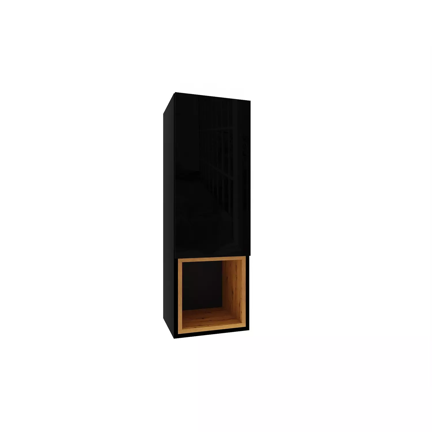 IZUMI 3 magasfényű fekete/fekete polcos függesztett fali szekrény, 105 BL