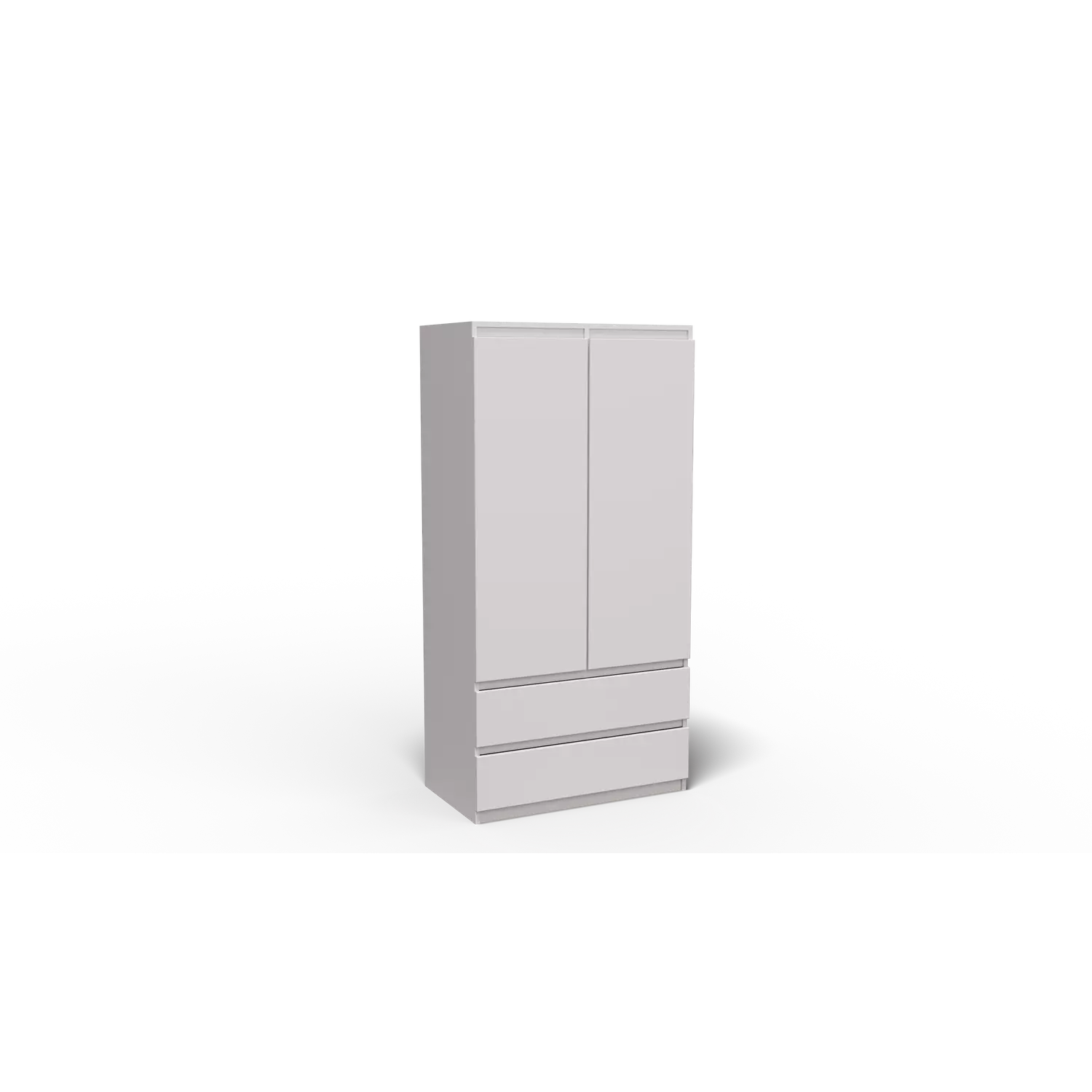 Merg 2 ajtós - 2 fiókos gardróbszekrény fehér színben