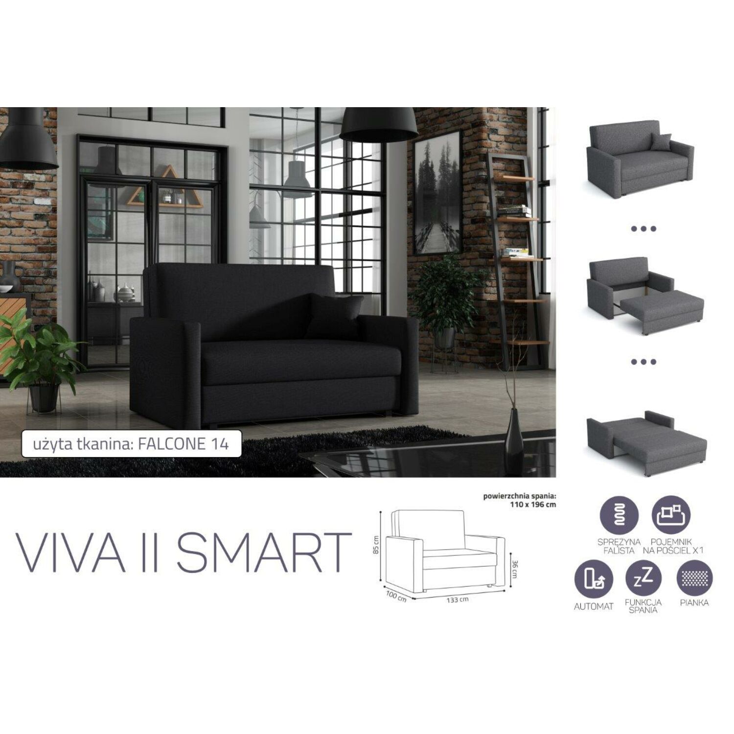 VIVA SMART II. előre nyíló rugós kanapé