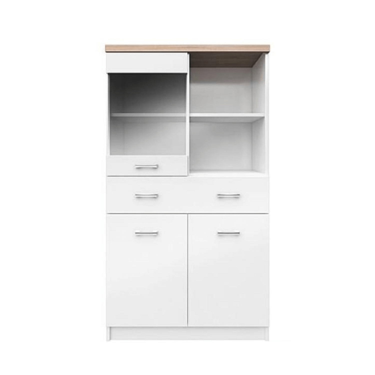 Vitrin 2D1W1S 80 DTD laminált fehér  és  sonoma tölgyfa TOPTY