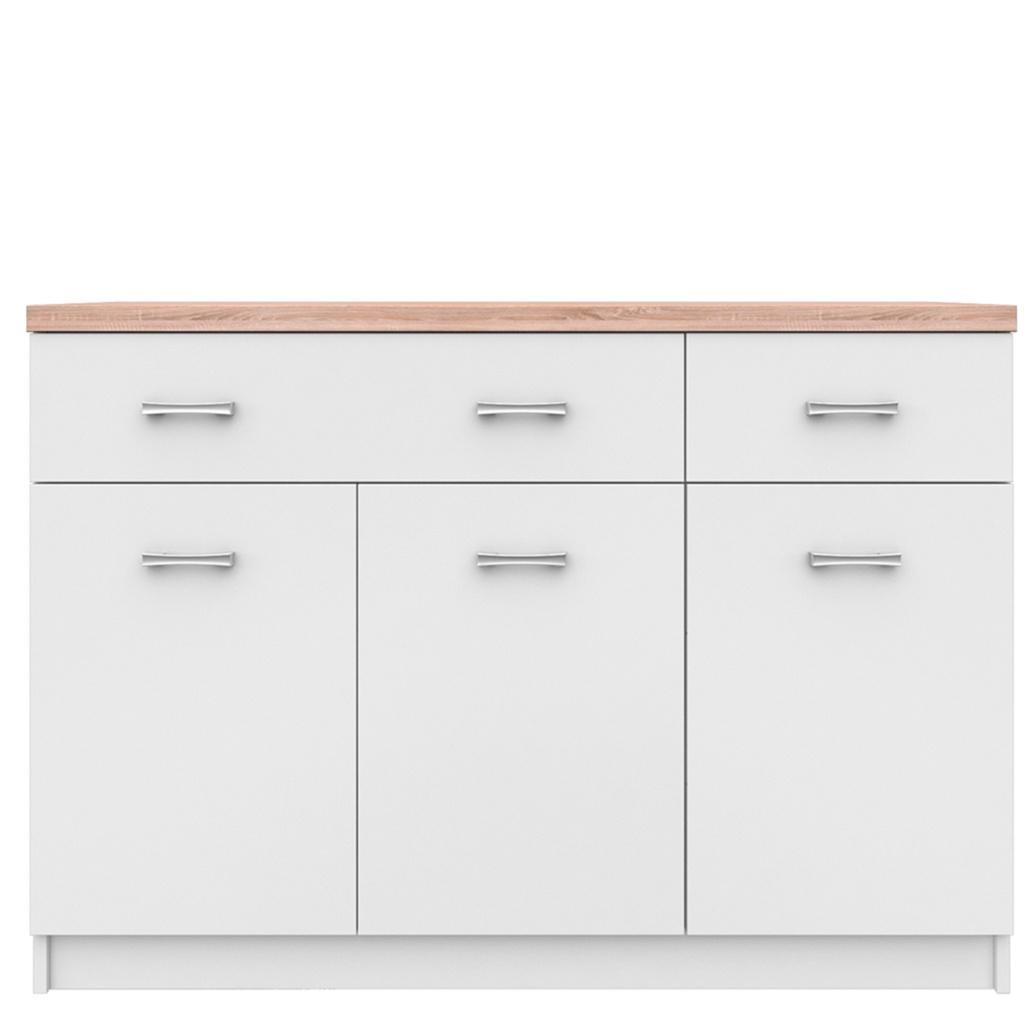 Komód 3d2s, DTD laminált, fehér + sonoma tölgyfa, TOPTY