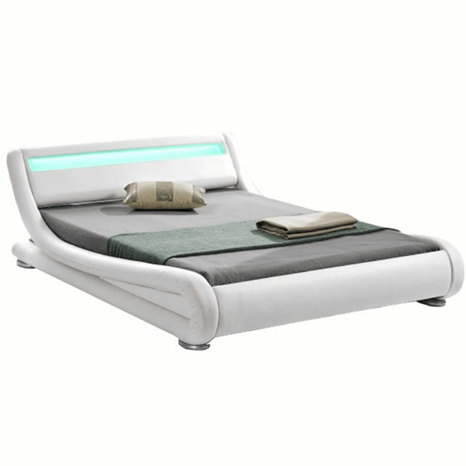 Modern ágy RGB LED világítással fehér 160x200 FILIDA