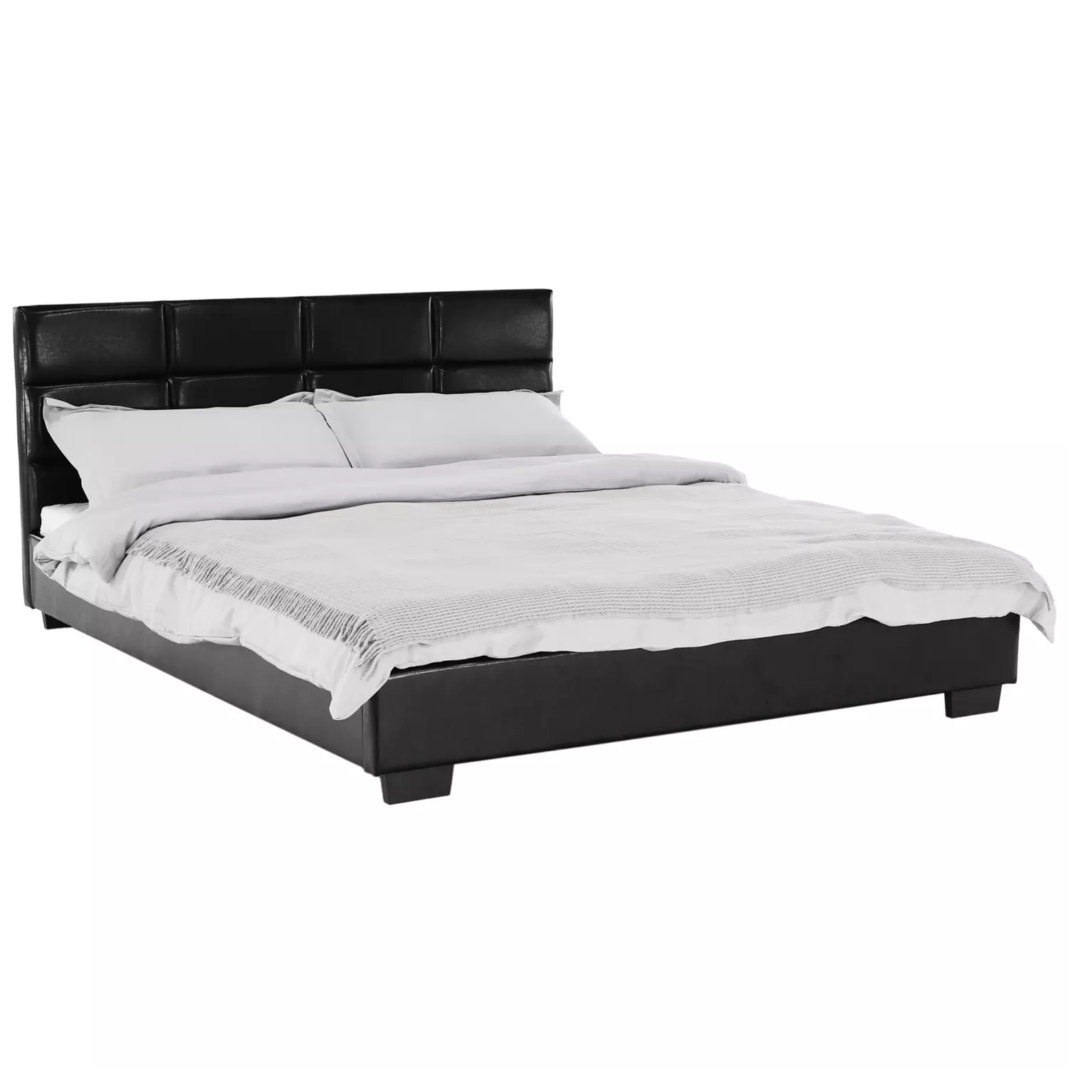 Ágy ágyráccsal 160x200 fekete textilbőr MIKEL