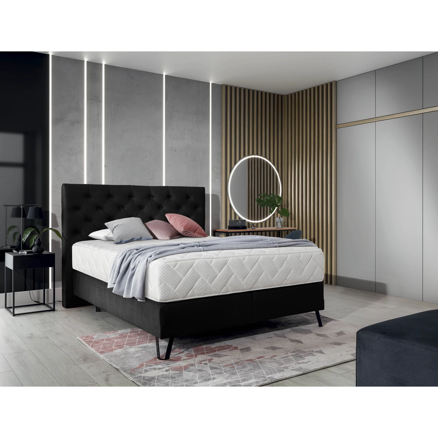 Cortina 140x200 boxspring ágy  fekete