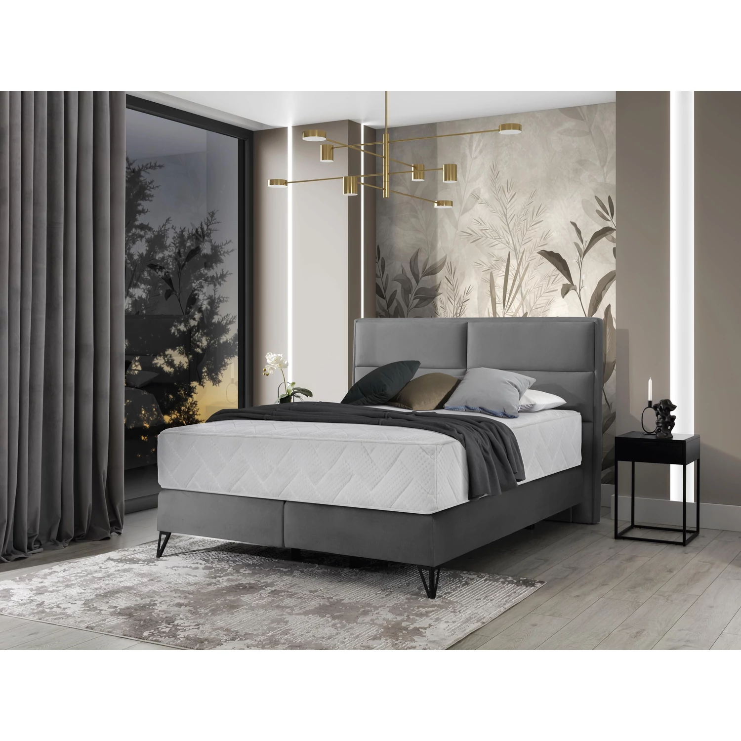 Safiro 180x200 boxspring ágy  szürke