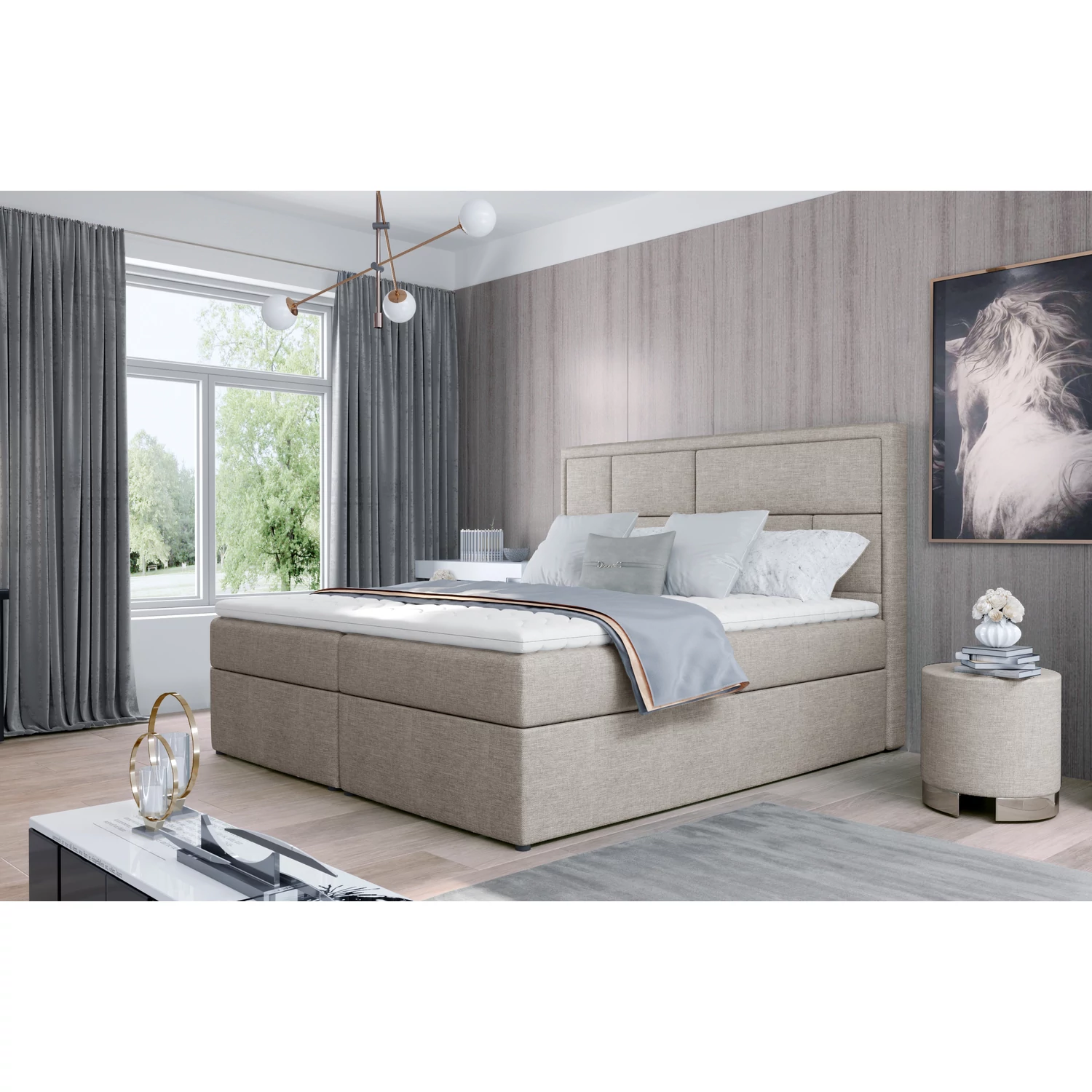 Meron 160x200 boxspring ágy  bézs