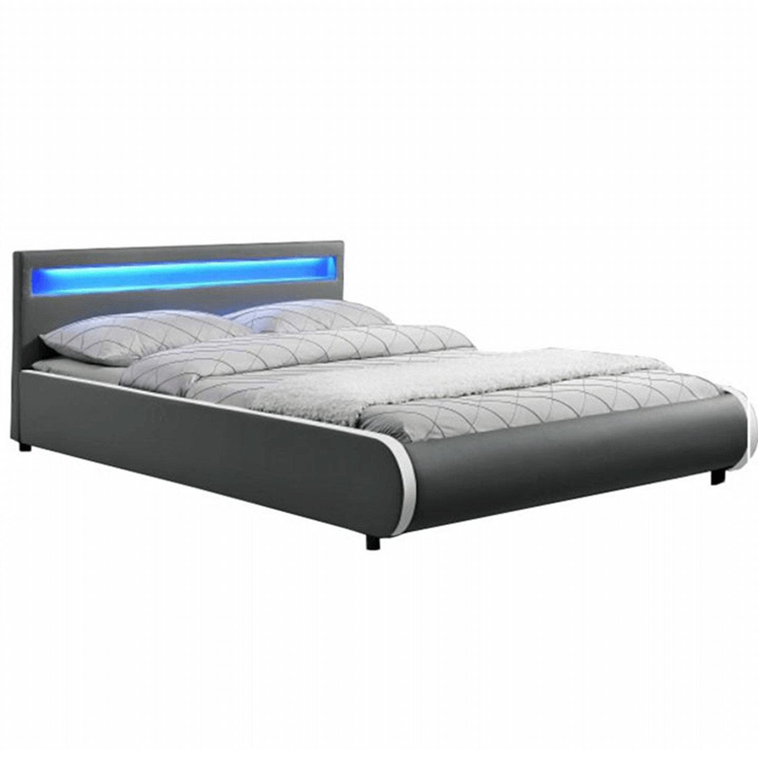 Franciaágy RGB LED világítással szürke 160x200 DULCEA