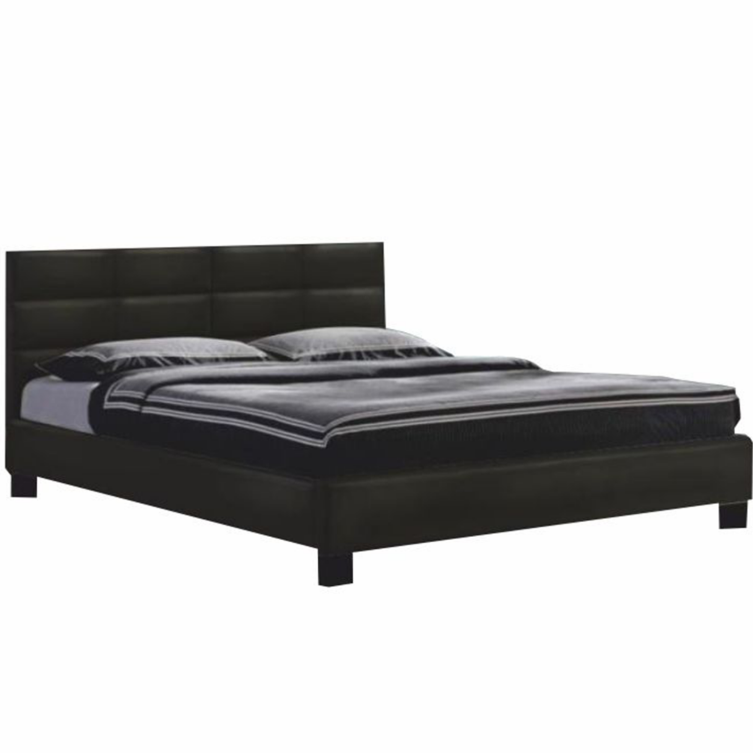 Ágy ágyráccsal 160x200 fekete textilbőr MIKEL