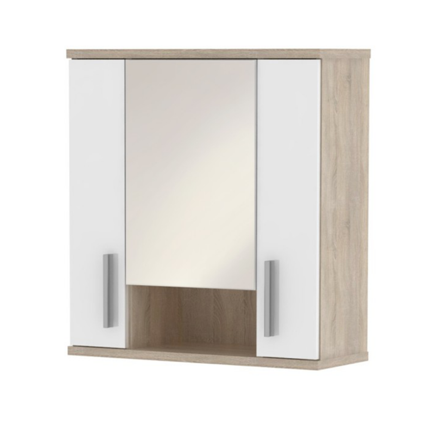 Függesztett szekrény tükörrel fehér féligfény  tölgyfa  sonoma LESSY LI 01