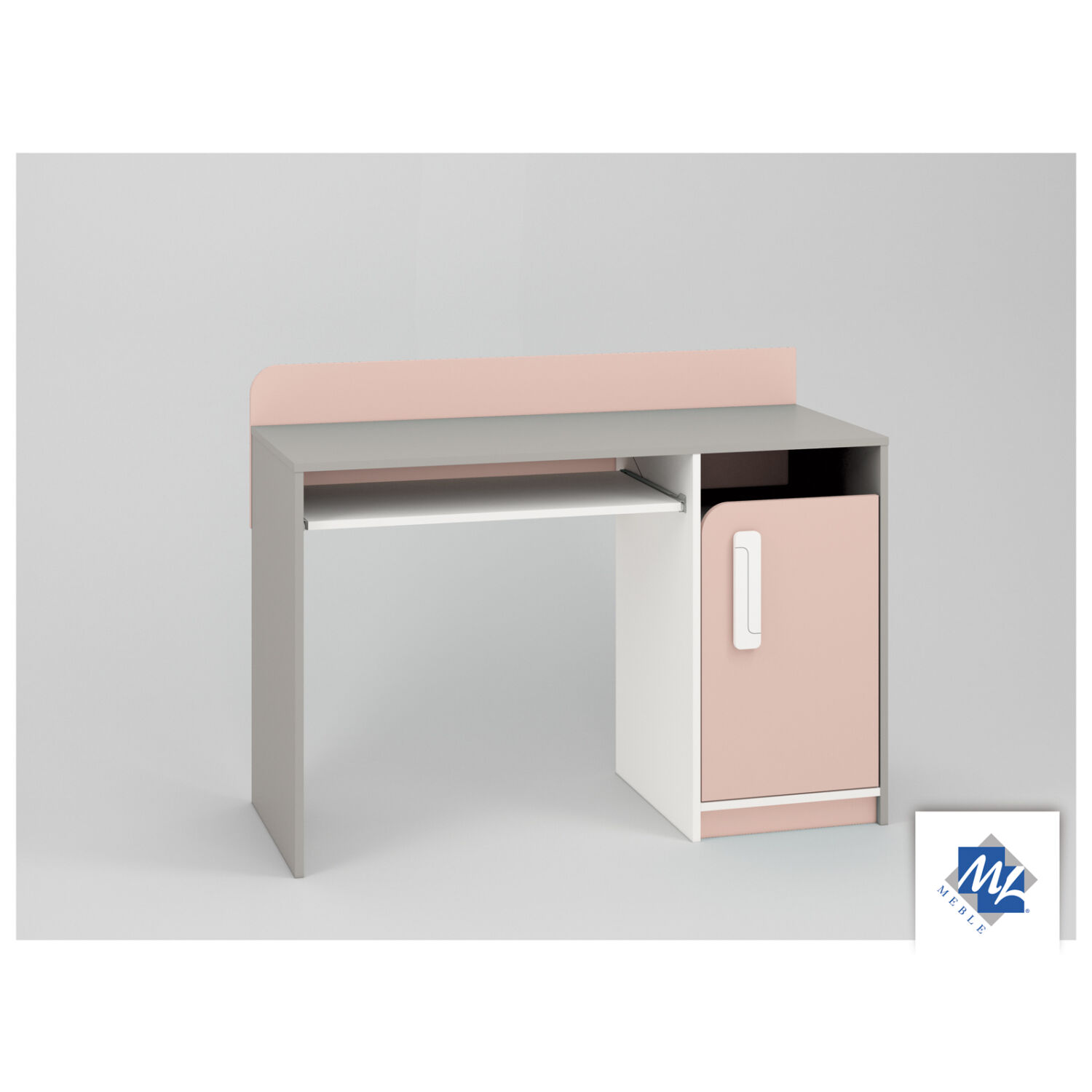 IQ 11 (íróasztal) szürke platina/fehér/rózsaszín