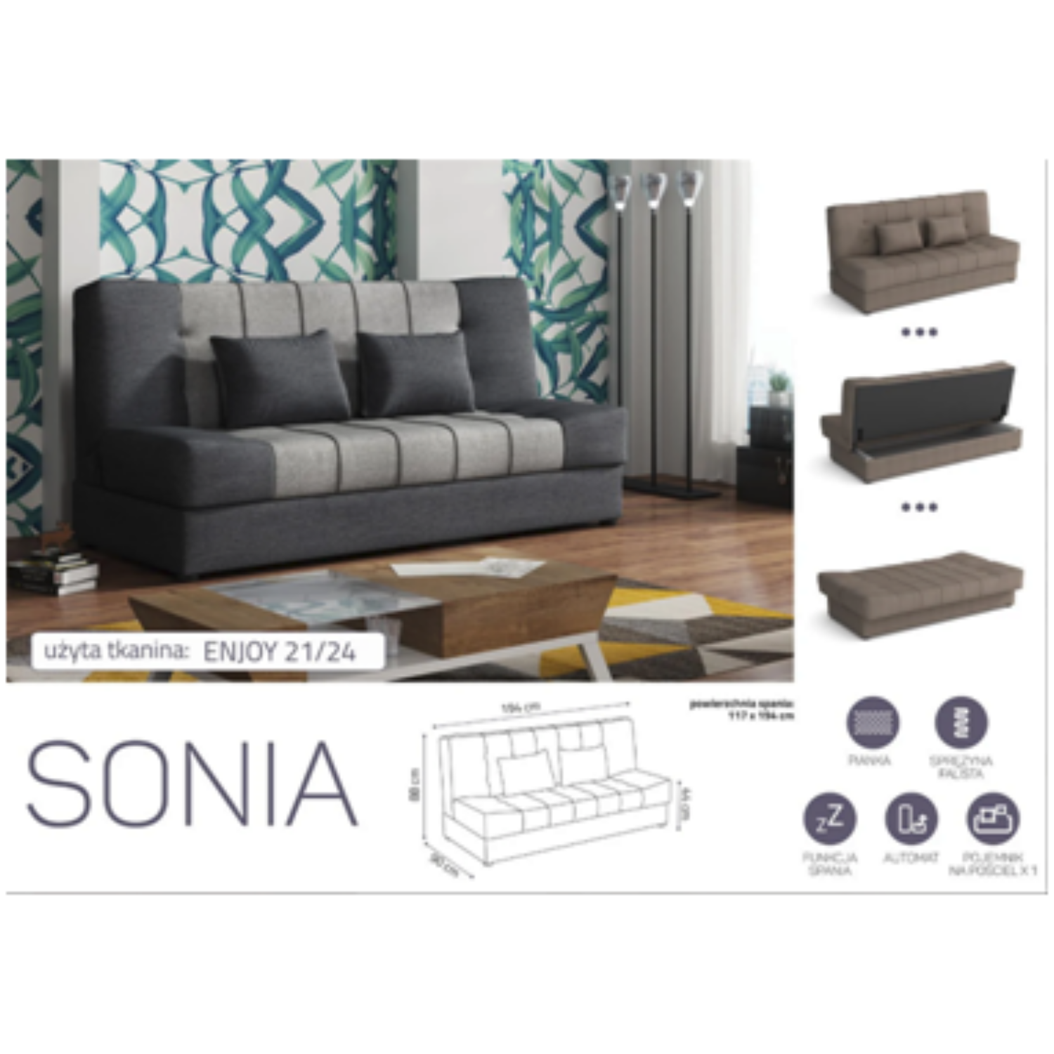 Sonia ágyazható ágyneműtartós kanapé