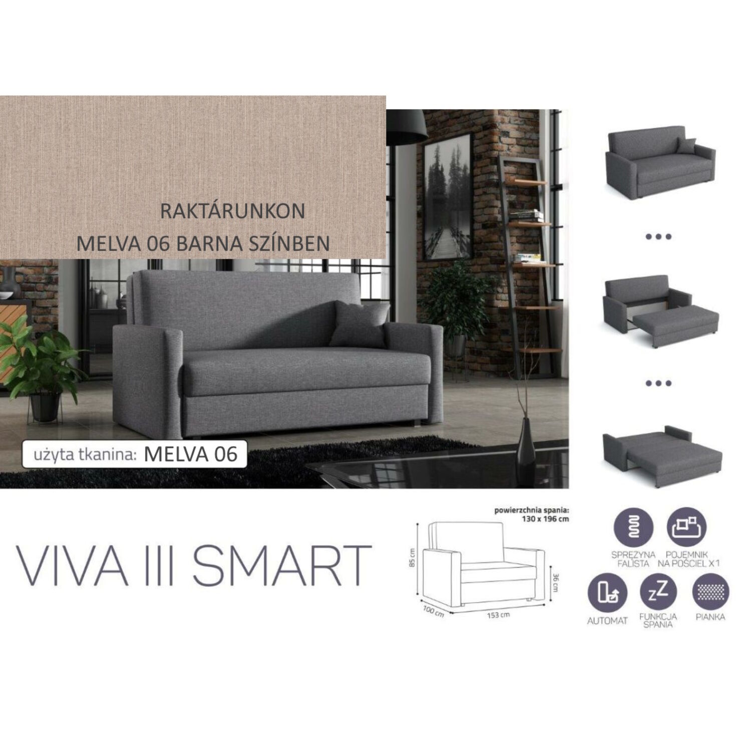 VIVA SMART III. előre nyíló rugós kanapé