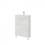 Kép 2/5 - Rubino 55cm-es két ajtós fürdőszobaszekrény fehér tölgy + mosdó