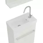 Kép 2/4 - Perla 40cm-es egy ajtós fürdőszobaszekrény fehér tölgy + mosdó