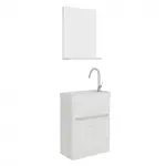 Kép 4/4 - Perla 40cm-es egy ajtós fürdőszobaszekrény fehér tölgy + mosdó
