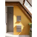 Kép 1/4 - Perla 40cm-es egy ajtós fürdőszobaszekrény füstölt tölgy + mosdó