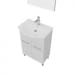 Kép 3/3 - Rubino 55cm-es két ajtós fürdőszobaszekrény szürke tölgy + mosdó