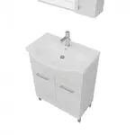 Kép 4/6 - Rubino 65cm-es két ajtós fürdőszobaszekrény polccal szürke tölgy + mosdó