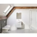 Kép 2/3 - Zaffiro 55cm-es két ajtós fürdőszobaszekrény fényes fehér + mosdó