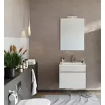 Kép 1/5 - Bogota 60cm-es 1 fiókos fürdőszobaszekrény fehér tölgy + mosdó