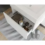 Kép 4/5 - Bogota 60cm-es 1 fiókos fürdőszobaszekrény fehér tölgy + mosdó