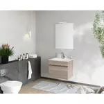 Kép 1/2 - Bogota 60cm-es 1 fiókos fürdőszobaszekrény füstölt tölgy + mosdó