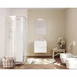 Kép 1/4 - Easy 60cm-es két fiókos fürdőszobaszekrény fényes fehér + mosdó