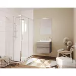 Kép 1/3 - Easy 60cm-es két fiókos fürdőszobaszekrény füstölt tölgy  + mosdó