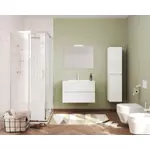 Kép 1/4 - Easy 80cm-es két fiókos fürdőszobaszekrény fehér tölgy  + mosdó