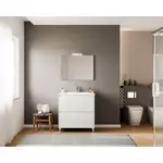 Kép 2/5 - Lisbona 80cm-es 2 fiókos fürdőszobaszekrény fehér tölgy + mosdó