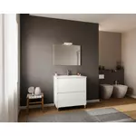 Kép 3/5 - Lisbona 80cm-es 2 fiókos fürdőszobaszekrény fehér tölgy + mosdó