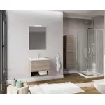 Kép 1/3 - Oslo 60cm-es fiókos fürdőszobaszekrény füstölt tölgy + mosdó