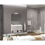 Kép 1/2 - Oslo 80cm-es két ajtós fürdőszobaszekrény szürke tölgy + mosdó