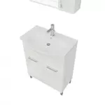 Kép 3/4 - Rubino 65cm-es két ajtós fürdőszobaszekrény polccal fehér tölgy + mosdó
