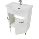 Kép 4/4 - Rubino 65cm-es két ajtós fürdőszobaszekrény polccal fehér tölgy + mosdó