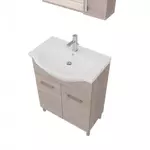 Kép 3/4 - Rubino 65cm-es két ajtós fürdőszobaszekrény polccal füstölt tölgy + mosdó