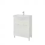 Kép 2/4 - Rubino 65cm-es két ajtós fürdőszobaszekrény polccal fehér tölgy + mosdó