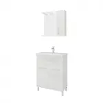 Kép 1/4 - Rubino 65cm-es két ajtós fürdőszobaszekrény polccal fehér tölgy + mosdó