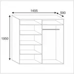 Kép 3/3 - Alfa III 149 cm tolóajtós gardróbszekrény fehér/sonoma színben