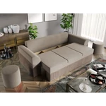 Kép 4/5 - Cali kanapé bézs bársony/capuccino bordázott színben