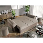 Kép 5/5 - Cali kanapé bézs bársony/capuccino bordázott színben
