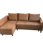 Kép 1/10 - Brest sarok ülőgarnitúra barna szövettel ágyazható, ágyneműtartós