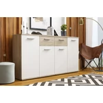 Kép 1/3 - Palma LUX L komód 160 cm, 4 ajtós 2 fiókos,  sonoma/fehér színben