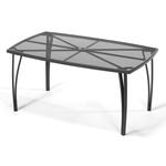 Kép 1/7 - ZWMT-24 fém kerti asztal napernyőlyukkal, 150 x 90 x 71 cm - fekete
