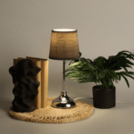 Kép 10/11 - Asztali lámpa, fém/szürke textil lámpabúra, GAIDEN