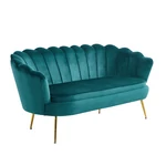 Kép 1/2 - Luxus heverő, 3-as ülés, smaragd Velvet szövet/króm arany, Art-deco stílus, NOBLIN