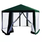 Kép 1/11 - Kerti pavilon sátor, 3,9x2,5x3,9m, zöld/fehér, RINGE TYP 1+6 oldal