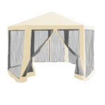 Kép 1/9 - Kerti pavilon sátor, 3,9x2,5x3,9m, bézs/fekete, RINGE TYP 2+6 oldal