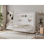 Kép 2/7 - Devesto vízszintes falba hajtható ágy 140 cm, Fehér, LED